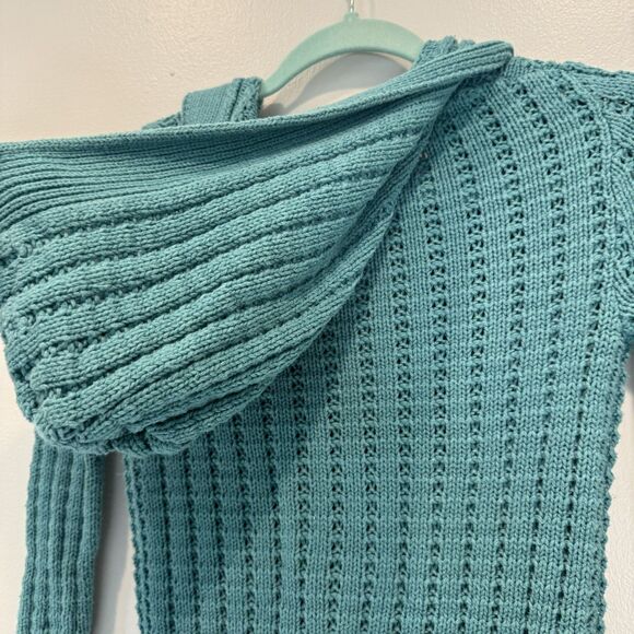 Aeropostale Cardigan Sweater Hooded Crochet Button Front Aqua Y2K Women sz XS - Picture 6 of 8